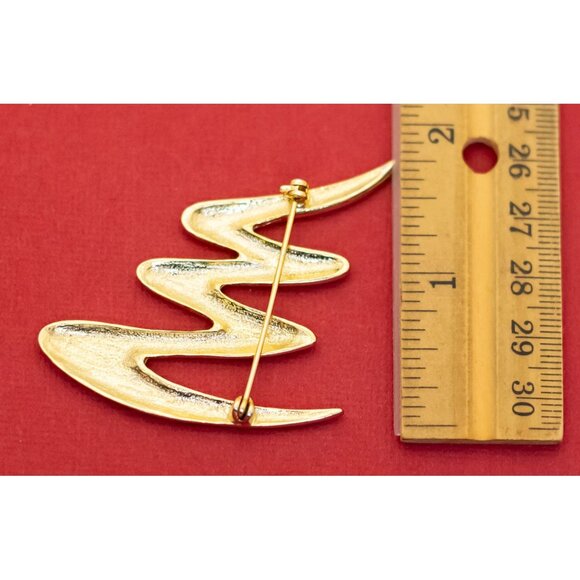 Vintage Zigzag Abstract Gold Tone Brooch - F2 - Picture 2 of 2